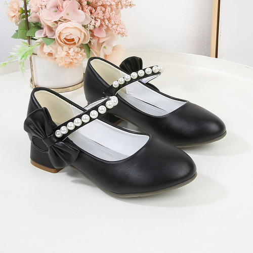 Girls 'leather shoes are fashionable and all-matching, elegant dance, elegant princess style, temperament, women's children's high-heeled single-layer shoes, children's height increasing