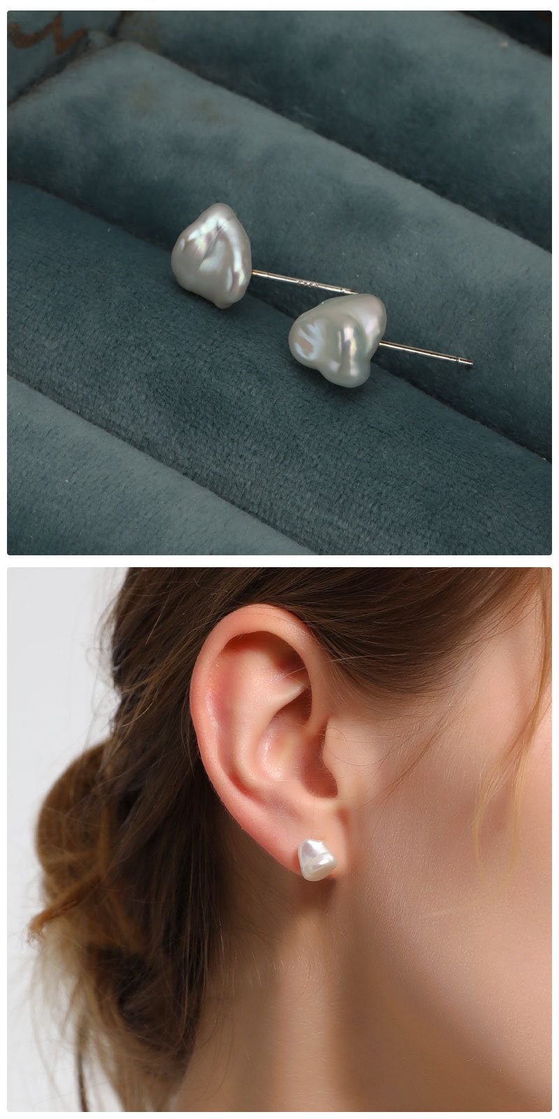 Simple Style Geometric Natural Fresh Water Plating Ear Studs 1 Pair