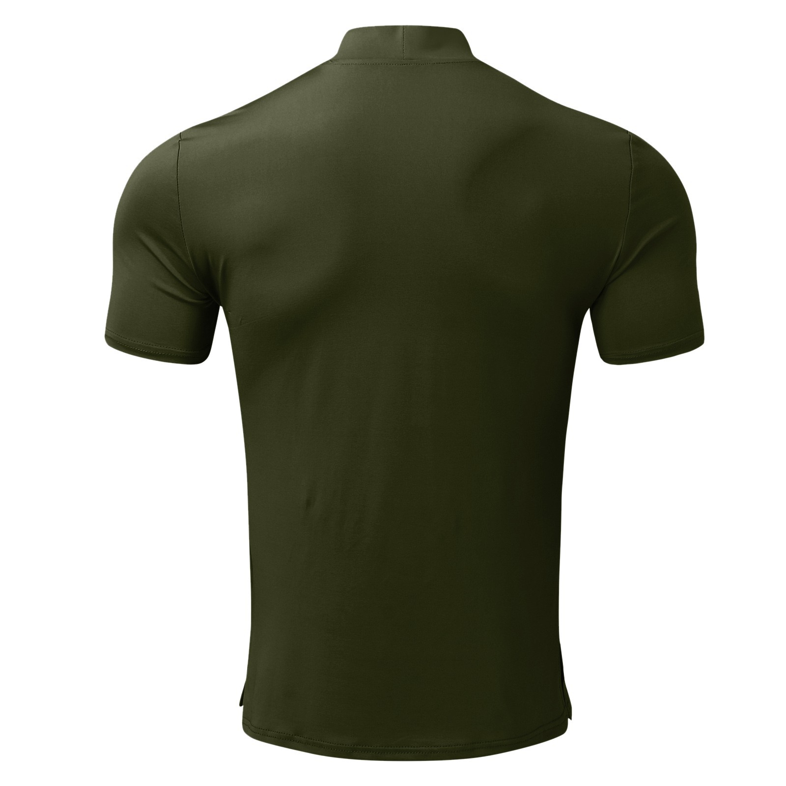 2024 Herbst und Winter Hoher Kragen Kurzarm T-Shirt Herren Unterlage Einfarbig Top_voghion.com