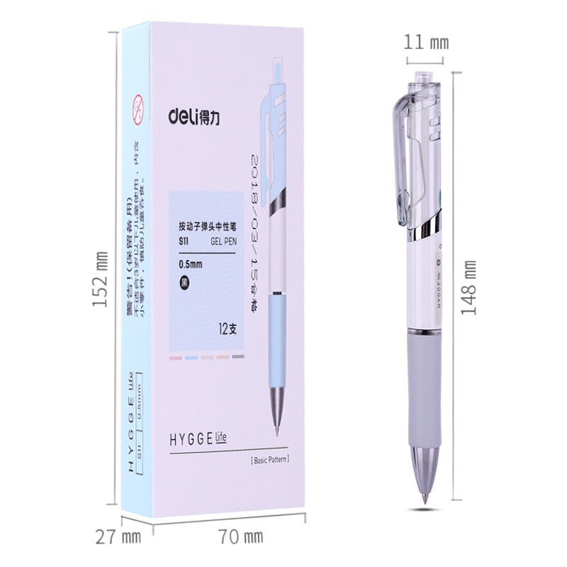 Deli S11 pluma de gel de empuje color mezclado negro pluma de agua estudiante examen Oficina firma pluma de gel de bala image 1