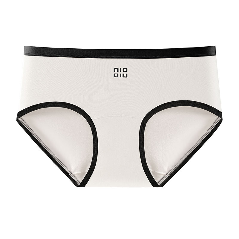 女性用の非常に長いクロッチ純綿下着、コントラストカラー、シームレスなミッドウエスト、かわいいプリントの女子学生ブリーフ、柔らかく通気性があり薄い。|undefined