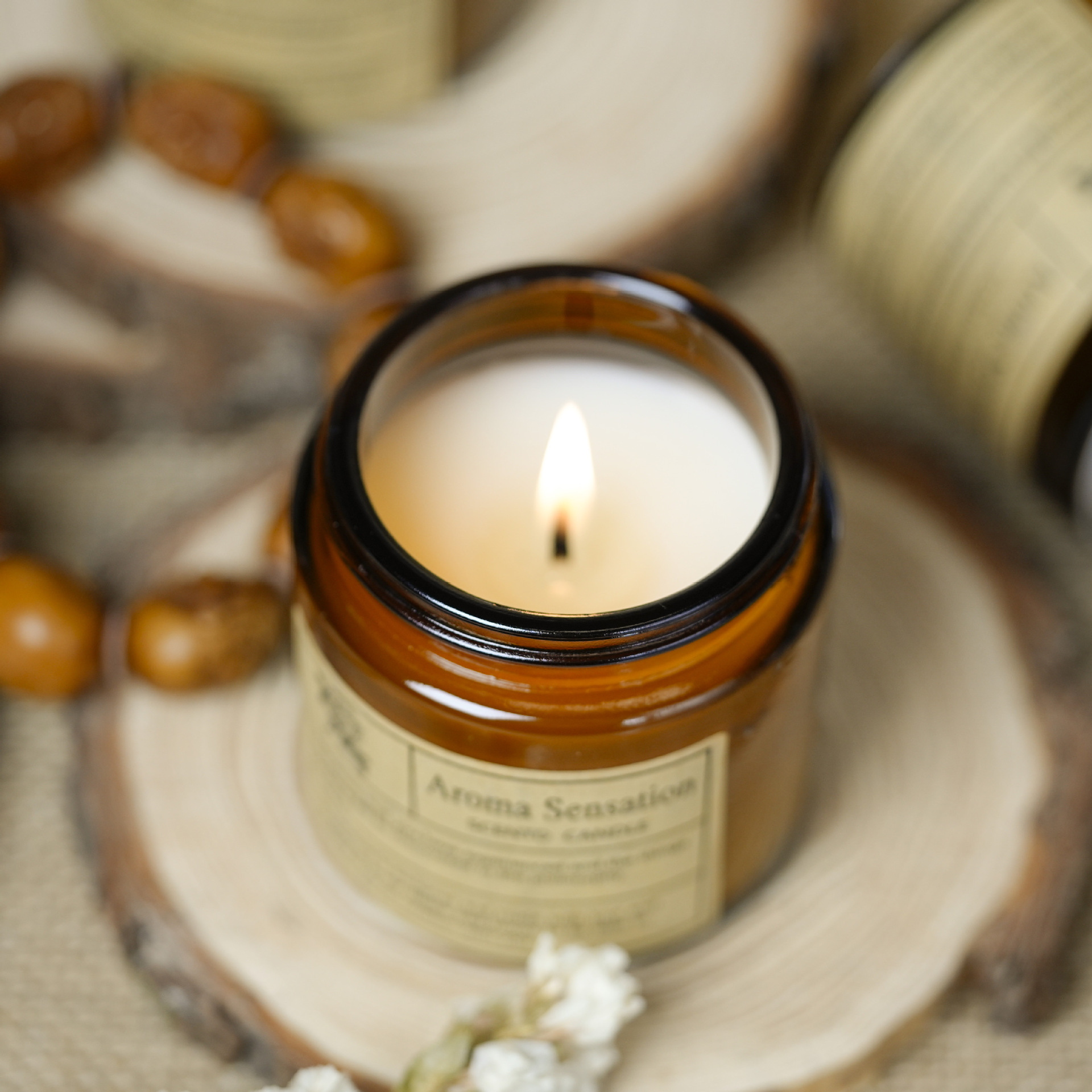 Vela aromática de cera de soja en vaso de vidrio para el hogar_voghion.com