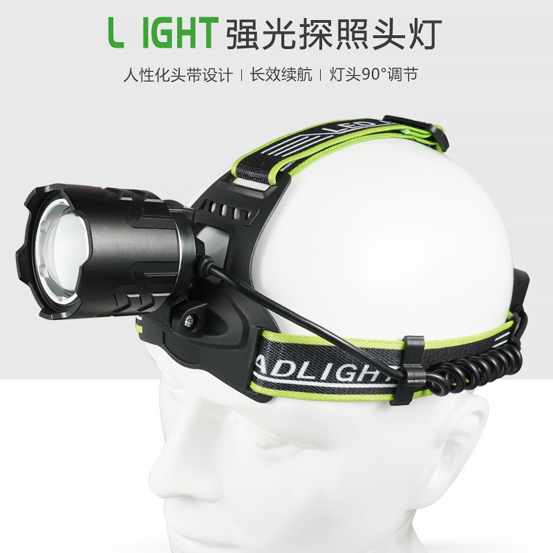 Transfronterizo al aire libre faro láser blanco de larga resistencia de aleación de aluminio de enfoque telescópico de carga USB lámpara de pesca montada en la cabeza