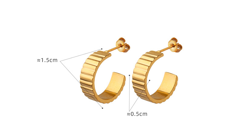 Retro C Shape Plating Titanium Steel Earrings display picture 2