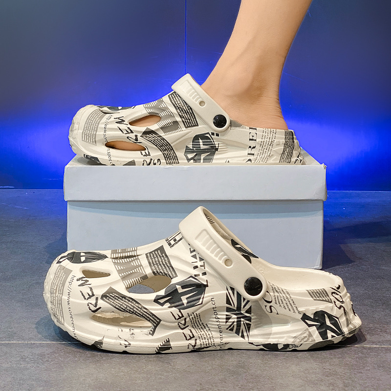 Zapatos con agujeros para hombres, ropa exterior de verano, zapatillas de Baotou casuales y resistentes al desgaste, sandalias de playa de todo fósforo de doble uso para hombres