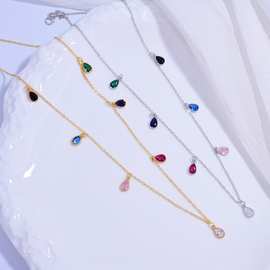 S925纯银水滴锆石吊坠项链女简约小众设计项链日常百搭饰品 X060