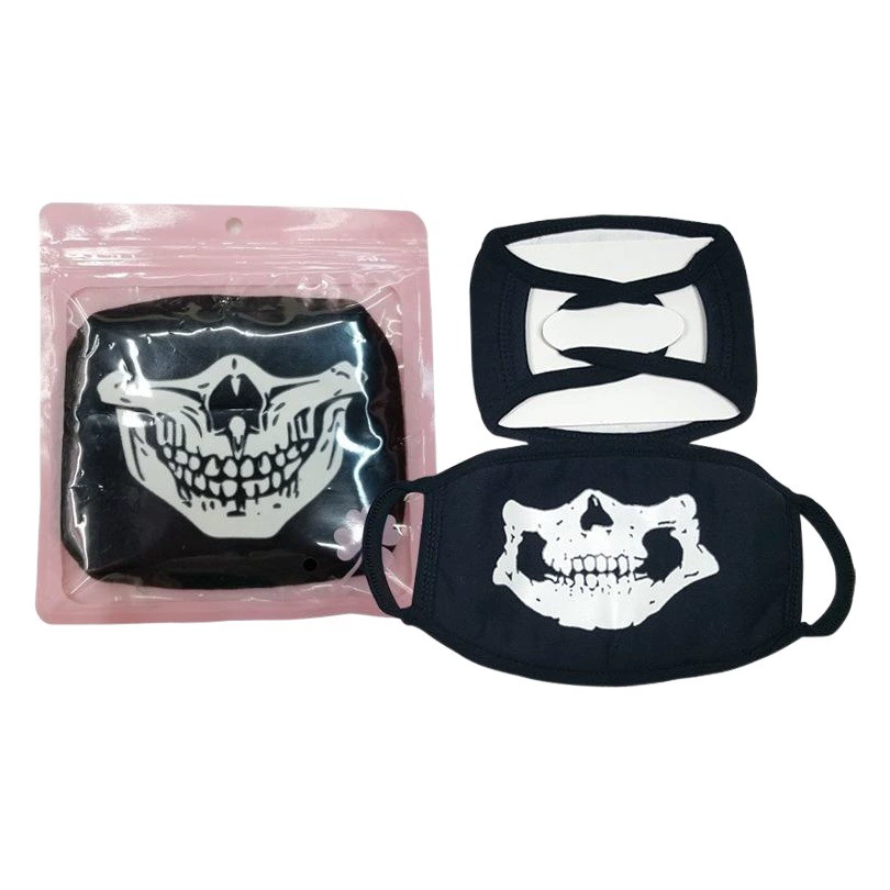 Флуоресцентная светящаяся маска Прилив ужасов Череп Зубы Хэллоуин Холодостойкая теплая маска Толстая черная хлопковая маска для мужчин и женщин