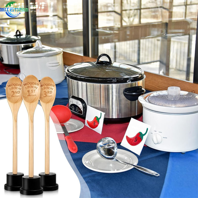 Amazon moderno Lotus cuchara de madera condimento cuchara utensilios de cocina cuchara de tres piezas conjunto logo