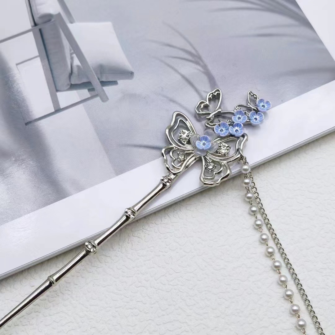 Estilo antiguo paso sacudida borla ventilador horquilla hembra de alto grado updo horquilla nuevo cheongsam chino Hanfu hairpin tocado