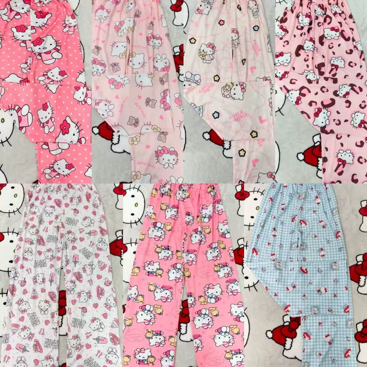 Оптовые женские пижамные брюки европейского размера с мультяшным принтом, удлиненные, для весны и лета, для использования в кондиционированных помещениях, повседневные, свободные, для прогулок, подходят для ношения на улице, с цветовыми блоками.