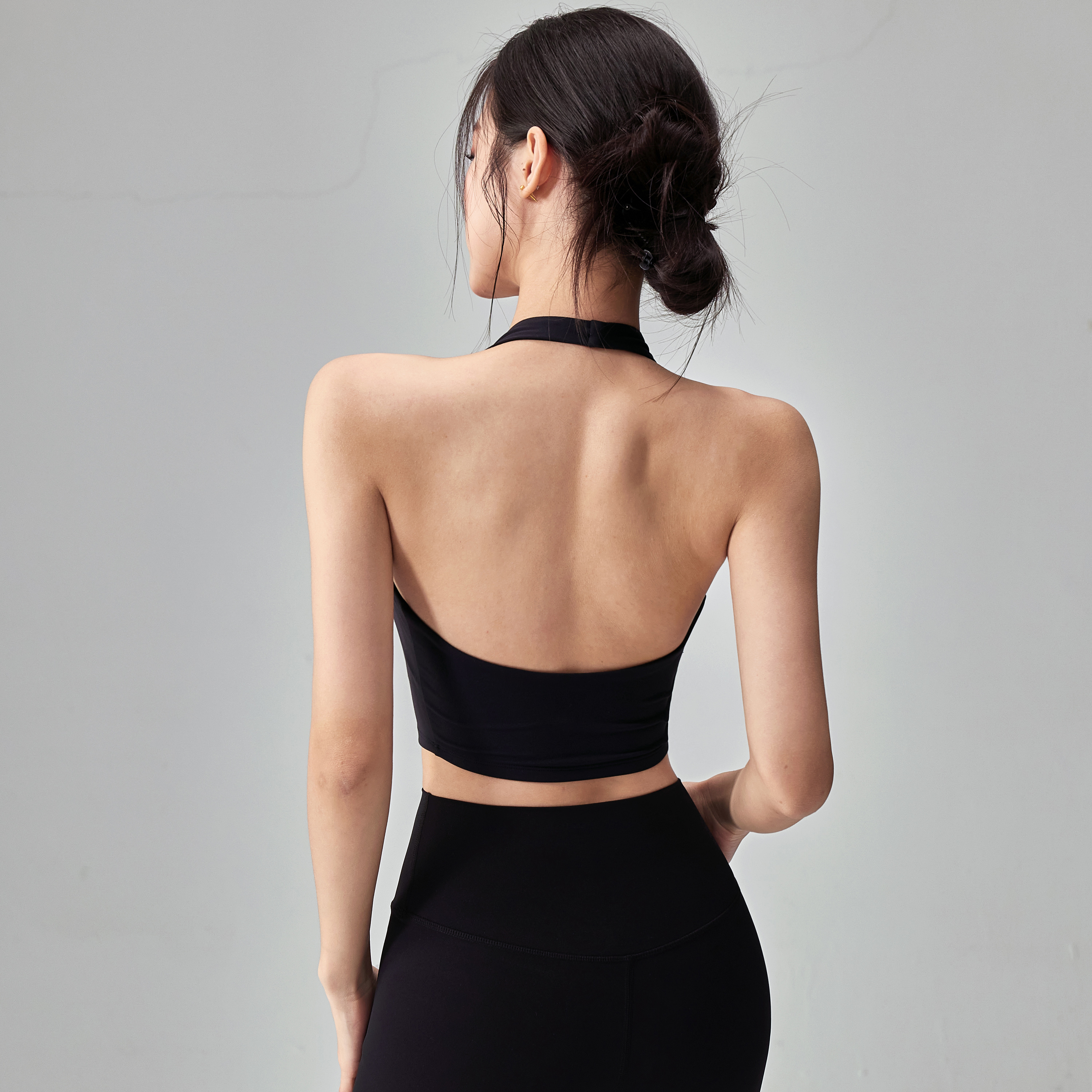 Spring and Summer New Style Beautiful Back Halter Sports Bra Women's One-Cup Yoga Sling Backless Shockproof Running Fitness Vest