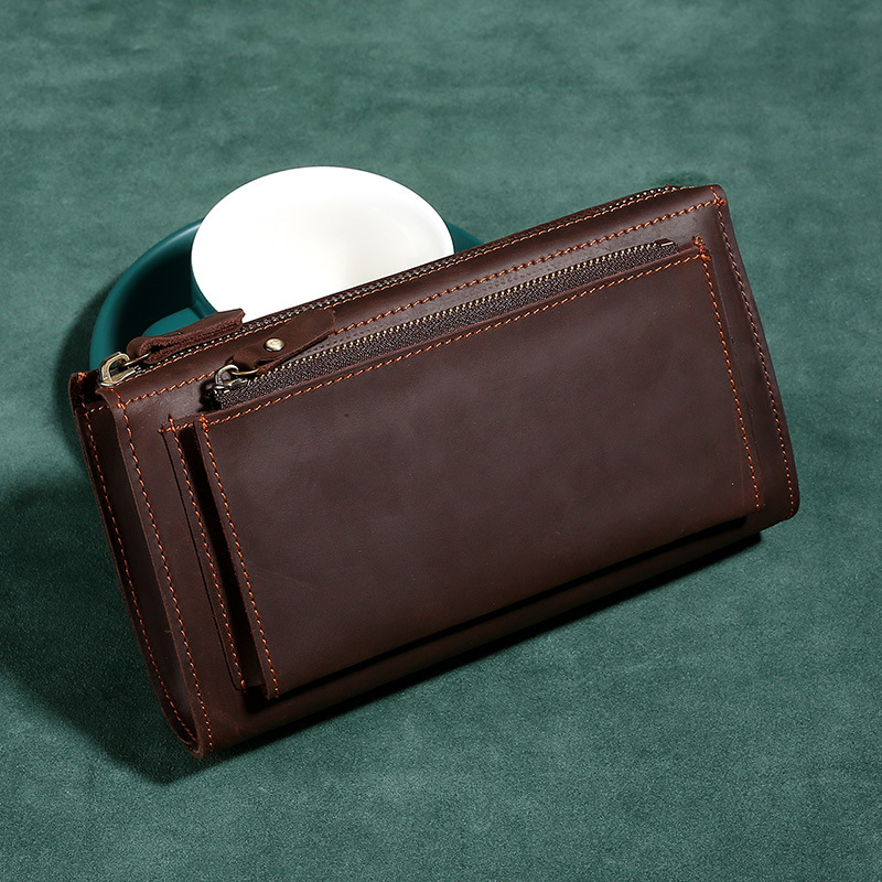 Crazy Horse Cowhide Men's Clutch Douyin Upgraded Version Genuine Leather Clutch Bag Large Capacity Handheld Mobile Wallet Crazy Horse Cowhide Men's Clutch Douyin Upgraded Version Genuine Leather Clutch Bag Large Capacity Handheld Mobile Wallet
