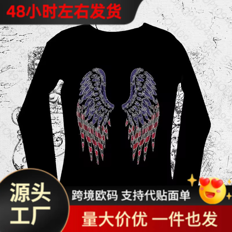 Pure Cotton Punk Girl Harajuku Pattern Long Sleeve T-shirt fashion Y2k Sexy Long Sleeve Top Emo Women Factory Wholesale
