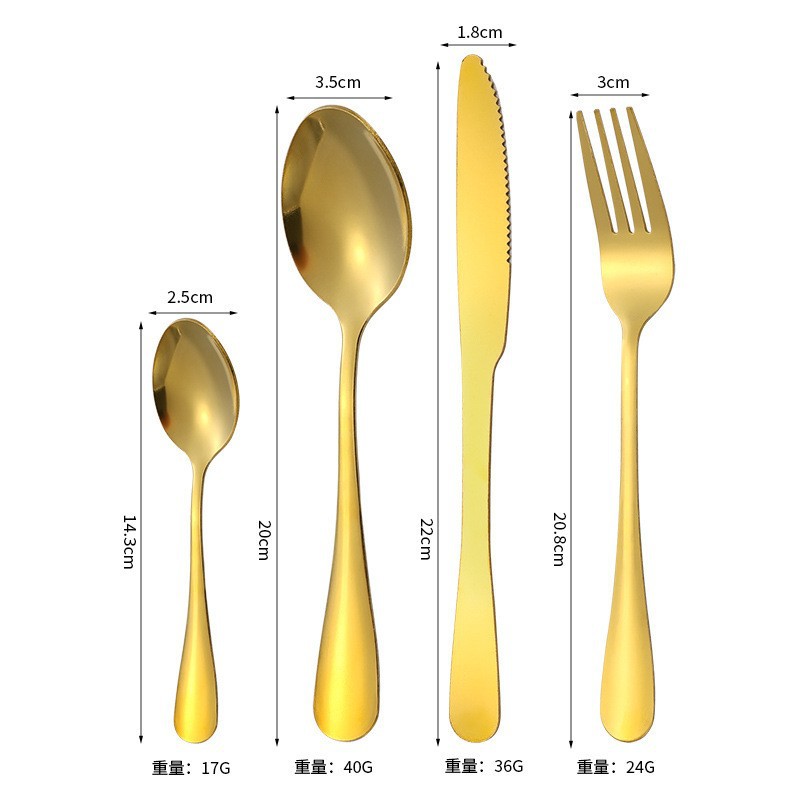 Conjunto de cubiertos de acero inoxidable transfronterizo de 24 piezas cuchillo de filete cuchara de cubiertos occidentales caja de regalo estado de ánimo cuchillo de huevo exportación