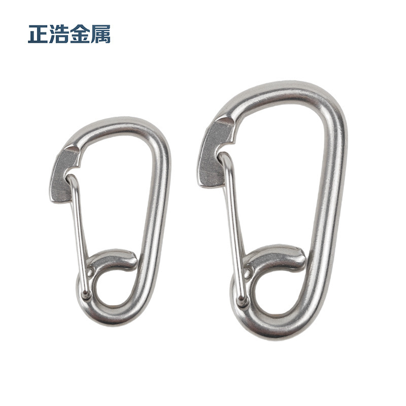 Stainless steel simple climbing buckle D-type spring hook rope chain connector outdoor bag hanging buckle rigging accessories Stainless steel simple climbing buckle D-type spring hook rope chain connector outdoor bag hanging buckle rigging accessories