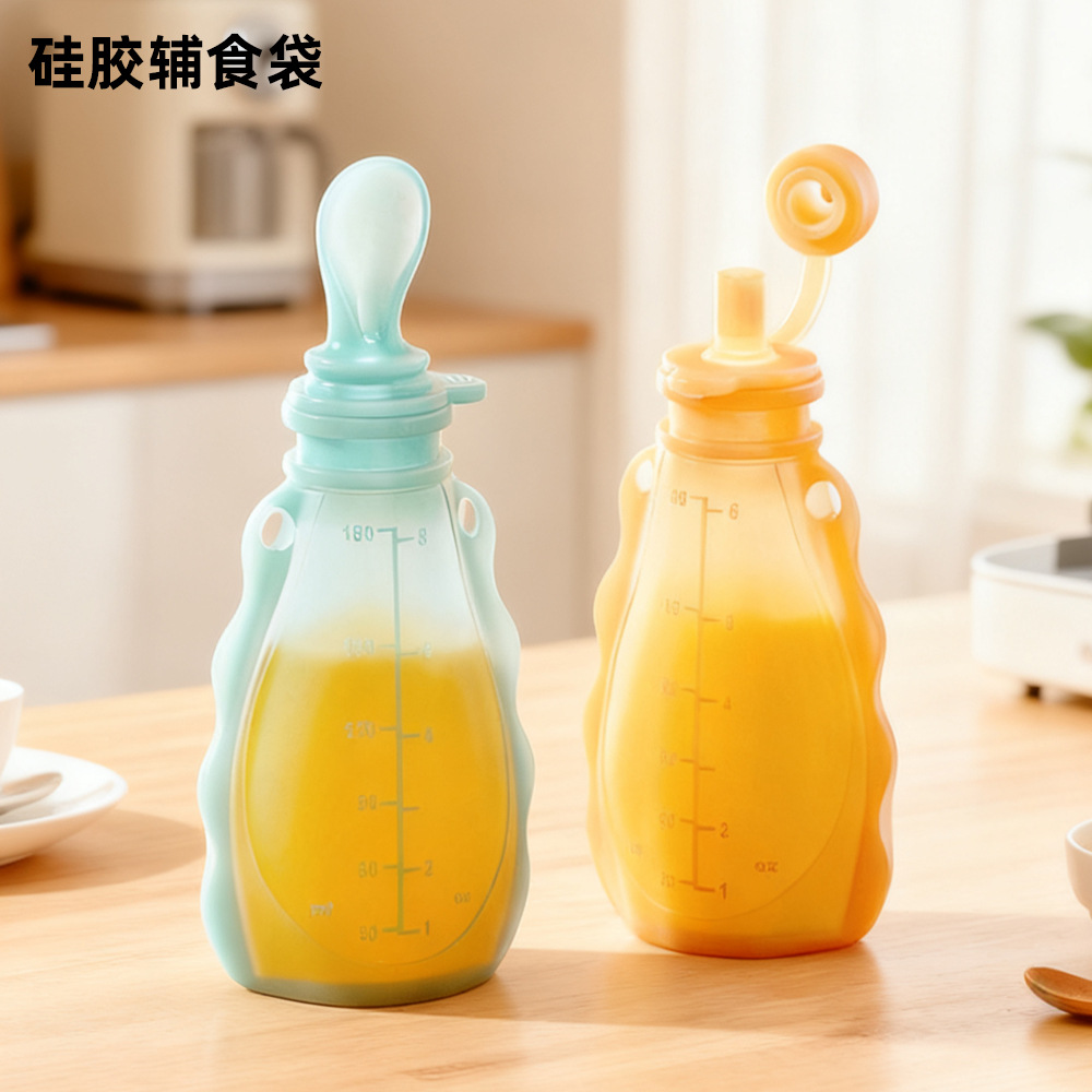 跨境婴儿储奶袋便携宝宝辅食袋硅胶储存保鲜袋母婴用品果泥吸吸袋