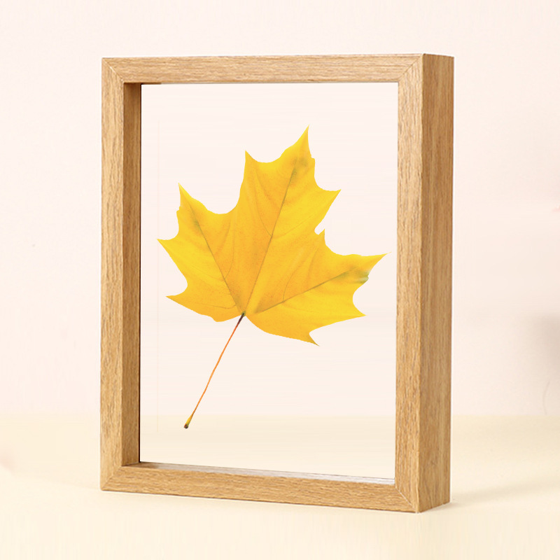 Factory wholesale table wooden photo frame wooden plant specimen photo frame double-sided transparent glass decorative picture frame