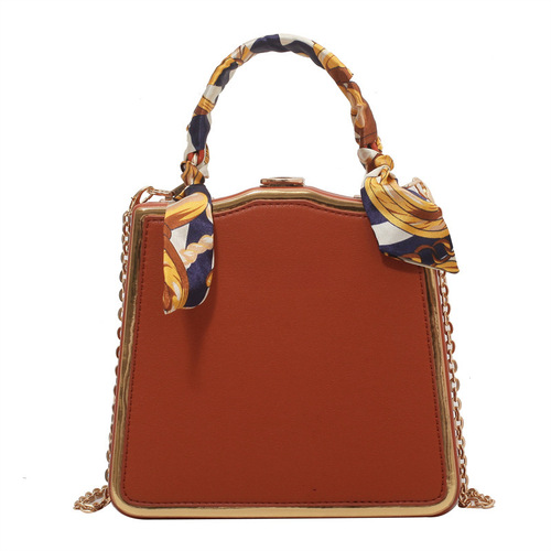 Evening banquet bag  new model new arrival silk scarf handbag chain crossbody bag fashionable evening dress bag box bag for women