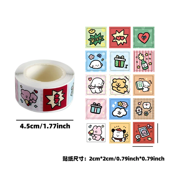 Square cartoon cute sticker, 300 pieces
