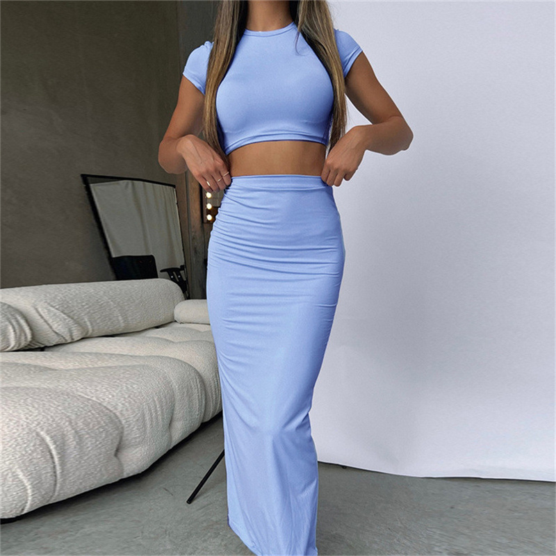 Shorts Set For Women Summer Cropped T-shirt And High-waisted Shorts_voghion.com