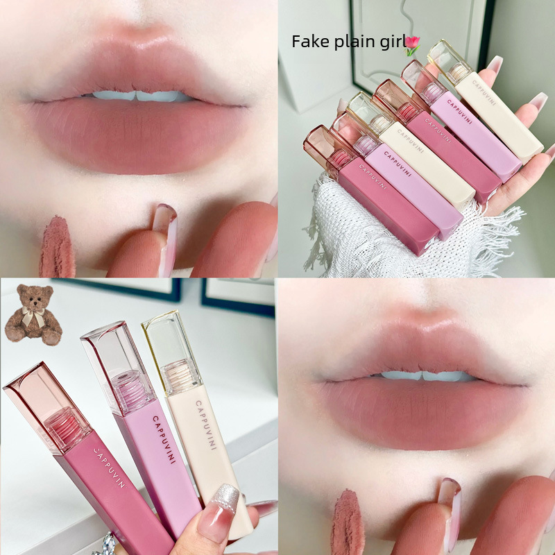 Cappuvini Art Matte Lip Mud Lip Glaze Matte Velvet Matte Student Affordable Whitening Nude Lipstick