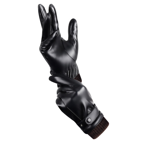 Wholesale New Winter Leather Gloves Outdoor Cycling Gloves Touch Screen Fleece Lined Warm Gloves Waterproof Windproof Gloves