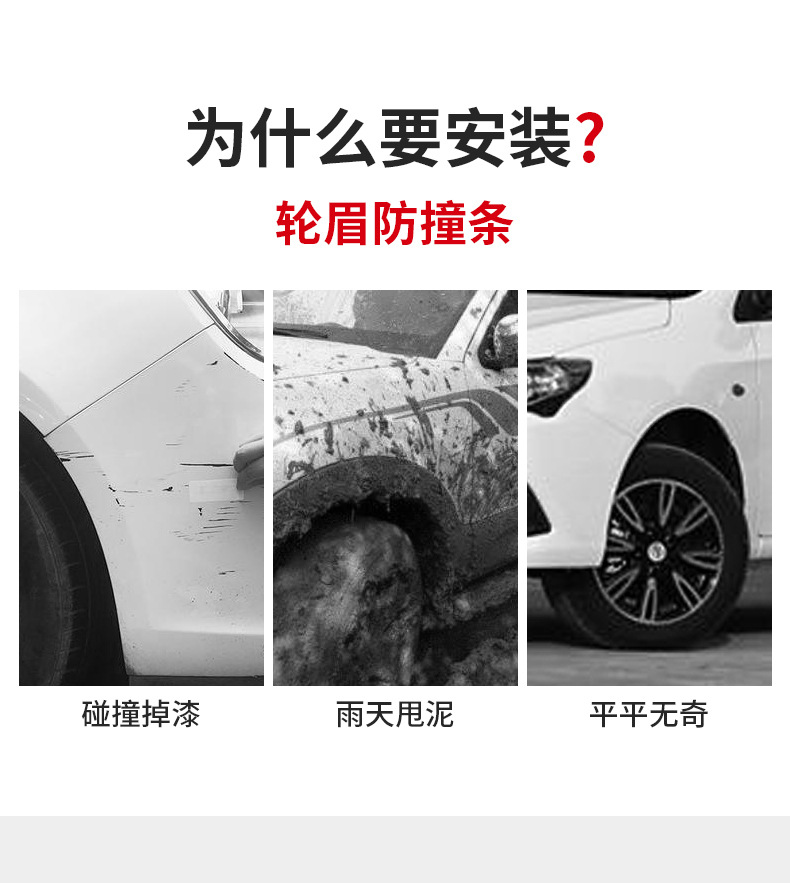 Car Modification Universal Wheel Arch Electroplated Anti-Scratch Sticker Decorative Rubber Wheel Arch Anti-Scratch Strip Car Anti-Collision Strip 3cm