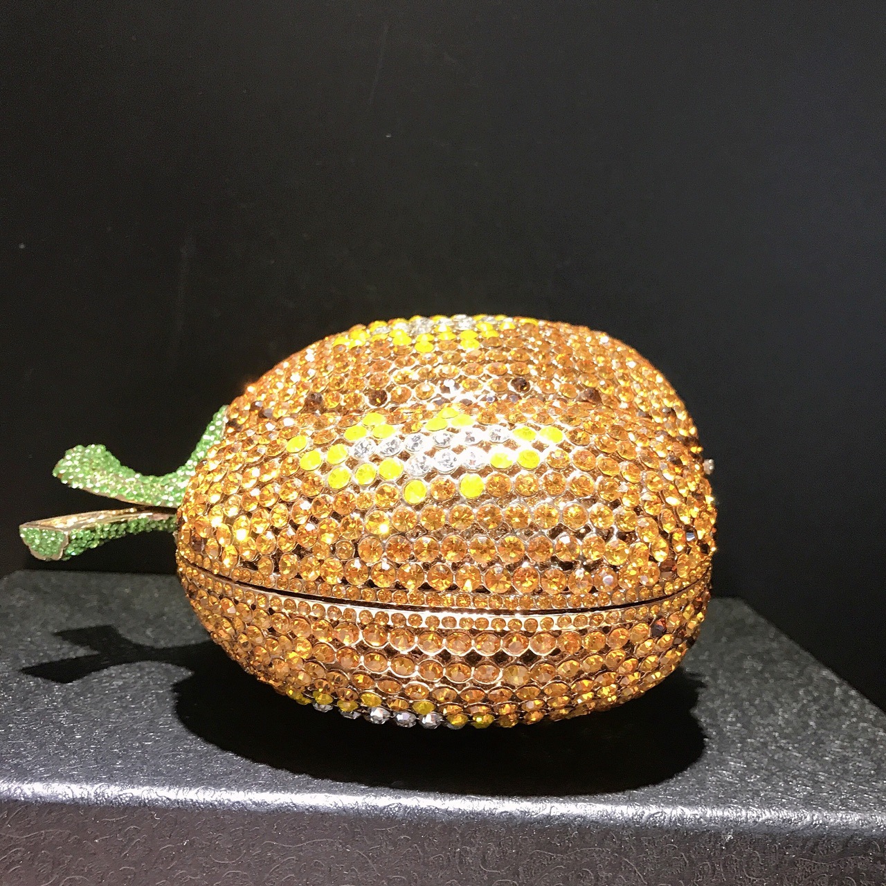 Túi clutch bí ngô đính đá rhinestone phong cách Âu Mỹ — Màu vàng chi tiết 3