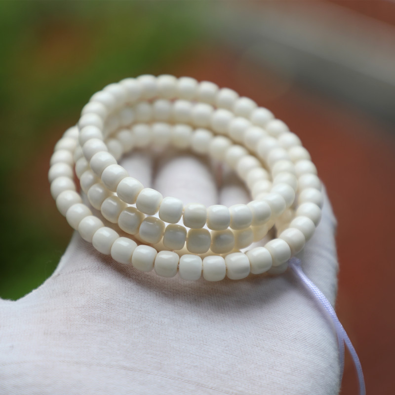 9/8 Barrel Bead White Jade Bodhi Bracelet for Women White Jade Bodhi 108 Rosary Bead Bracelet