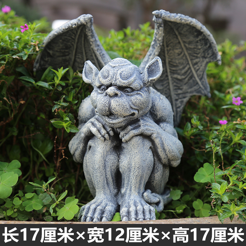 Jardín de comestibles patio pequeño adornos resina monstruo diablo estatua animal creativo jardinería decoraciones adornos