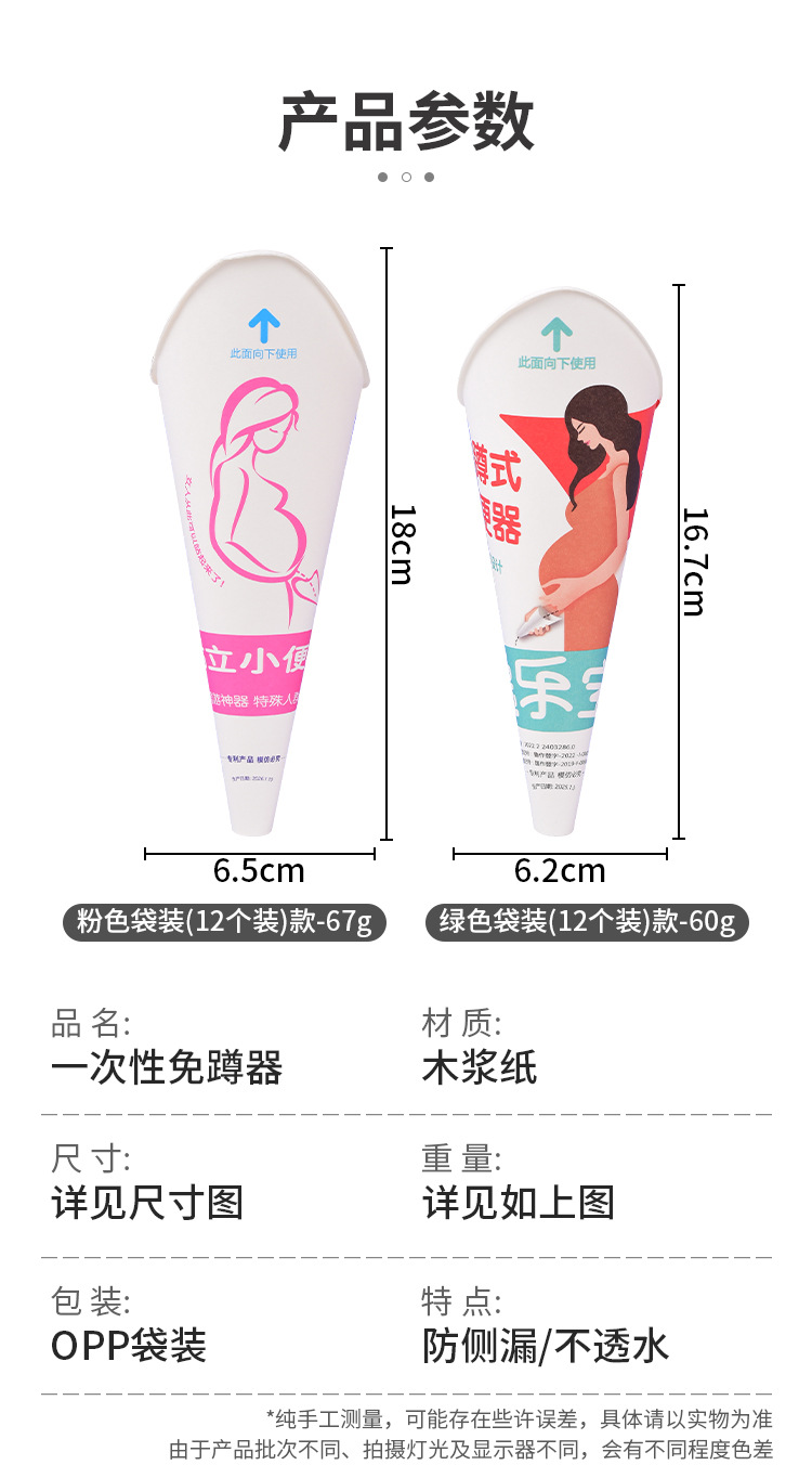 Disposable Paper Urinal for Women, Standing Urinal for Ladies, Outdoor Urinal for Pregnant Women, Car Emergency Urine Bag