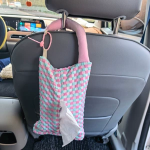 Car-Mounted Tissue Box, Fabric Tissue Bag, Car Tissue Box Supplies, Household and Car Universal Hanging Tissue Box