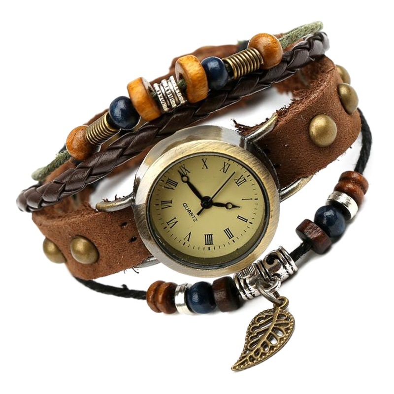 De dos piezas de fábrica directa de cuero genuino pulsera reloj de pulsera de piel de vaca vintage reloj de moda alternativa Venta caliente recomendar