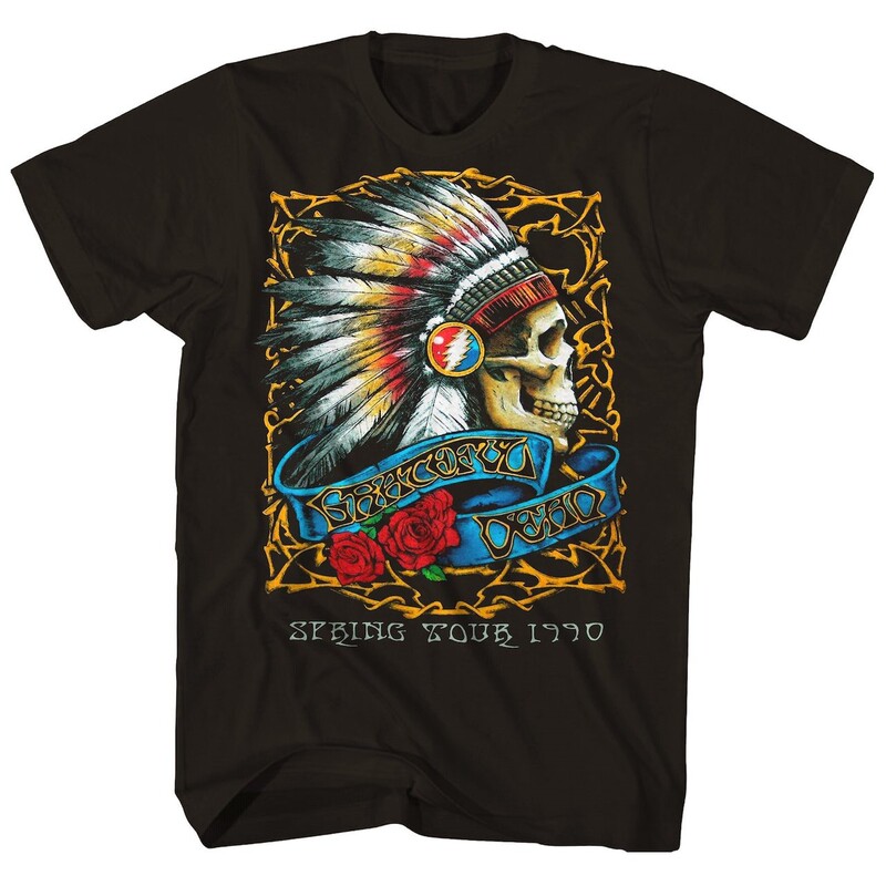 Grateful Dead Grateful Dead Band Warlocks Indian Skull Rock Punk Motorcycle Men's T-Shirt