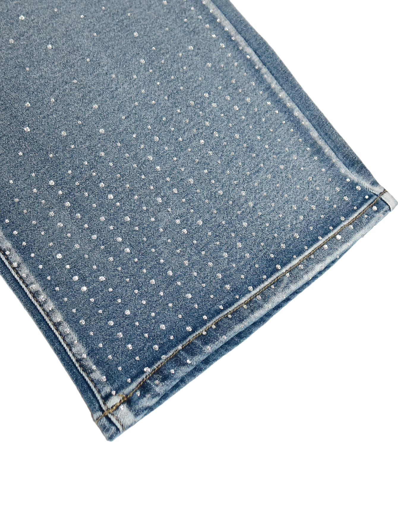 Damjeans med hög midja och strass med breda ben för fest_voghion.com
