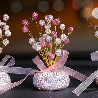 Car interior hot-selling diamond-embedded aromatherapy starry car accessories center console creative Net red decorative ornaments (Other Automotive Interior Supplies) - pink-white-balm-starry-sky