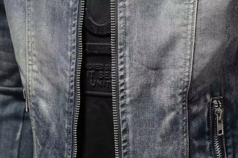 Veste en jean tendance pour homme, style rétro décontracté européen et américain, grandes tailles, col montant, fermeture éclair, idéale pour le cyclisme et la moto_voghion.com
