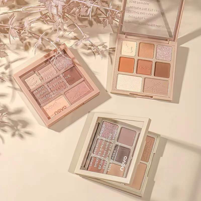 NOVO5604 Beautiful Eyes Eight-color Eye Shadow Pearlescent Matte Linen Chestnut Brown ins Big Brand Flat Color Eye Shadow