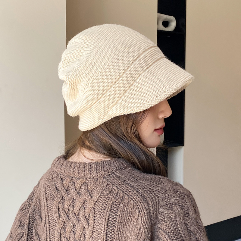 Tejido para abrigar en otoño e invierno, protección para los oídos, diadema, versión coreana para mujer, color sólido, gorro versátil._voghion.com