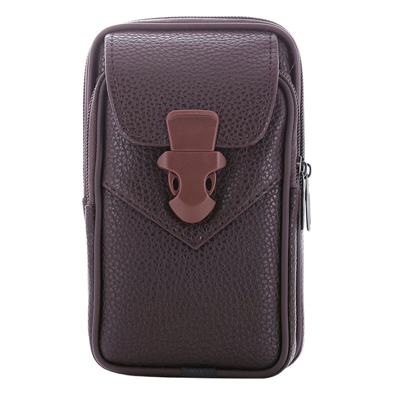 PU leather waist bag 6.5-inch 7-inch men's fashion belt mobile phone case hanging bag multi-functional belt mobile phone bag wholesale