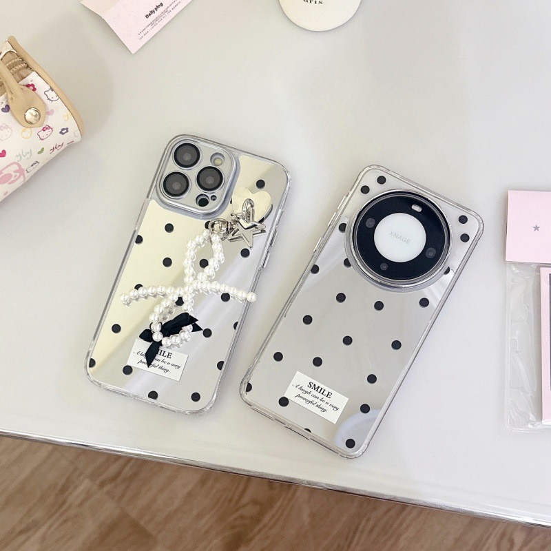 Etiqueta de punto de onda de espejo de nicho simple para Apple 16ProMax funda para teléfono móvil 15Pro colgante 14/13 Nuevo 15