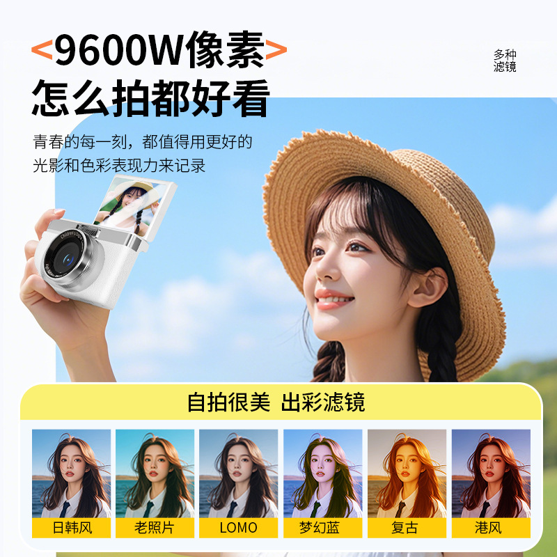 レトロなCCDデジタルカメラ、フリップスクリーン、動画撮影可能、学生向け、手頃な価格、携帯型カードカメラ|undefined