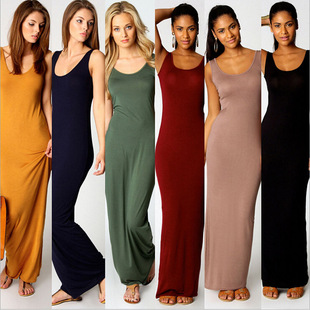 Foreign Trade Pure Color Sexy Nightclub One-Step Vest Long Skirt Fashionable Dress Summer Outer Wear Slimming Look Hip Skirt