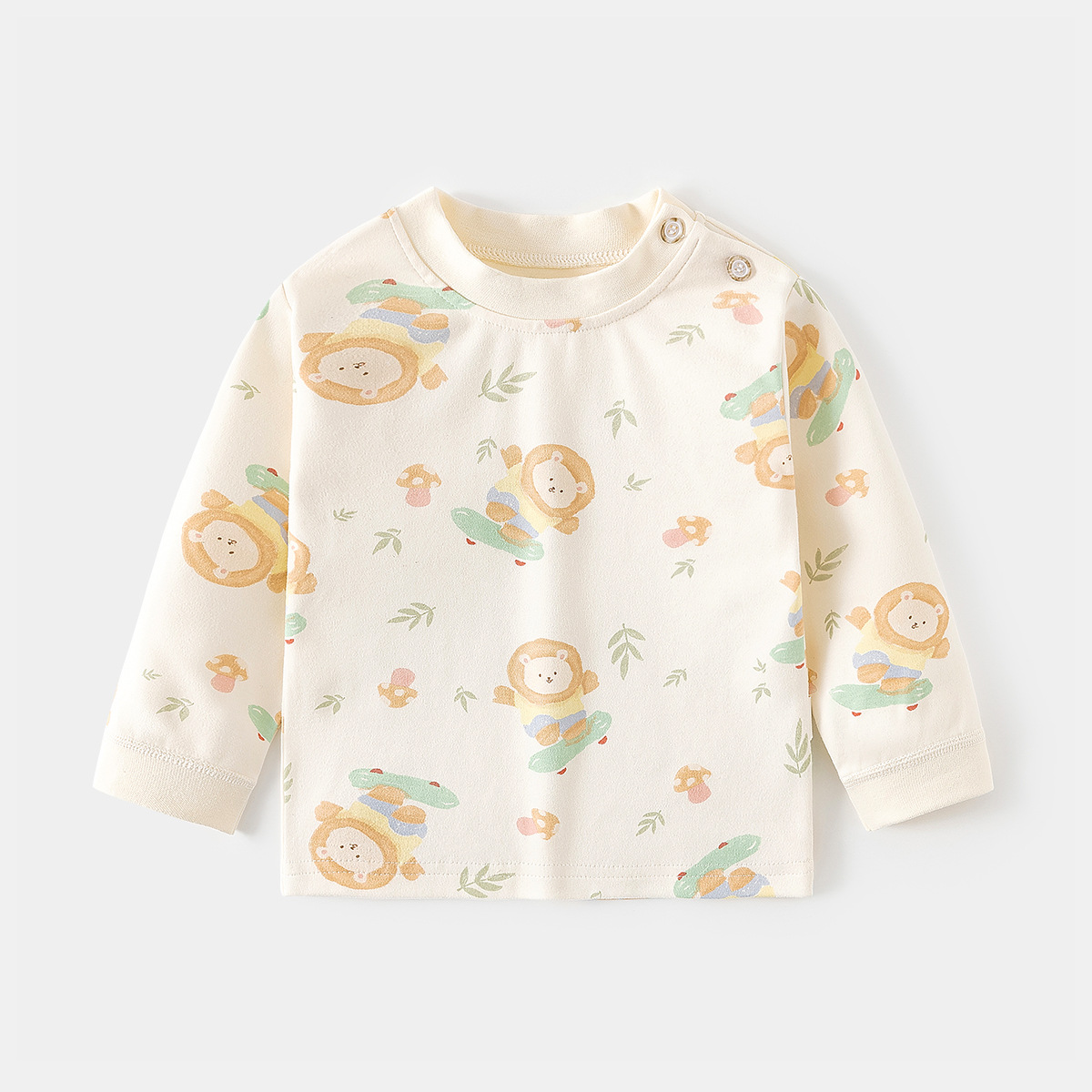 Camiseta de algodón para bebés con estampado vintage de dibujos animados y abertura en el hombro, ropa interior para primavera y otoño, mayorista