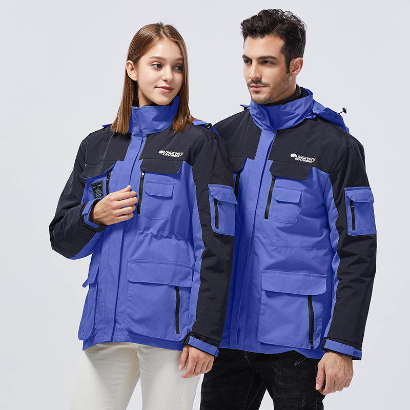 Men's Clothing Jacket Fashion Brand Three in One Removable Mountaineering Windbreaker Winter Outdoor Plus Velvet Thickened Jacket_voghion.com