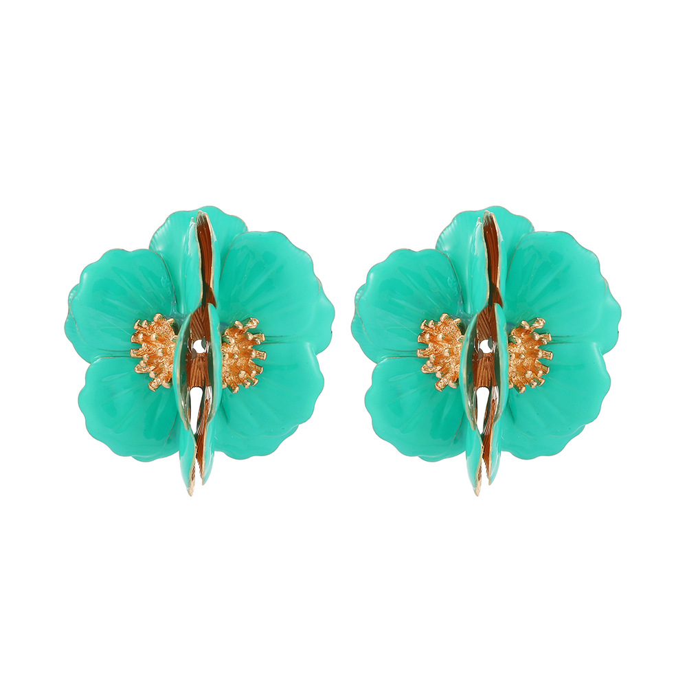 1 Par Moda Flor Metal Enchapado Embutido Piedras Preciosas Artificiales Mujeres Pendientes De Gota display picture 5