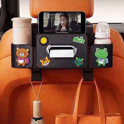 multifunctional cup holder, cartoon design | Car tissue box/set - little-bear-frog-4th-generation-black