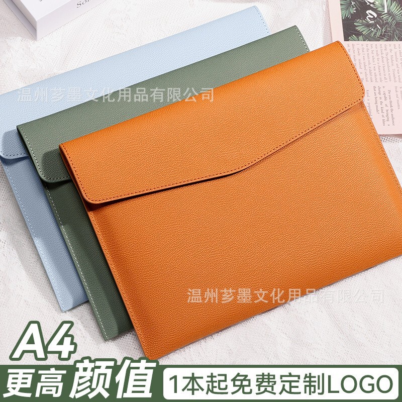 A4 File Bag Custom Snap Briefcase Office Contract Bill Storage Document Bag Waterproof Information Bag File Bag