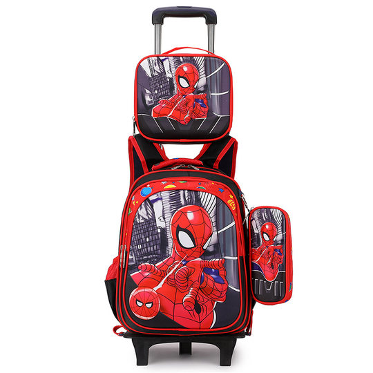 Cross-border Primary School Students Pull-rod Schoolbag Lunch Bag Pencil Bag Three-piece Set Children's Schoolbag Laptop Ridge Protection Cartoon Backpack