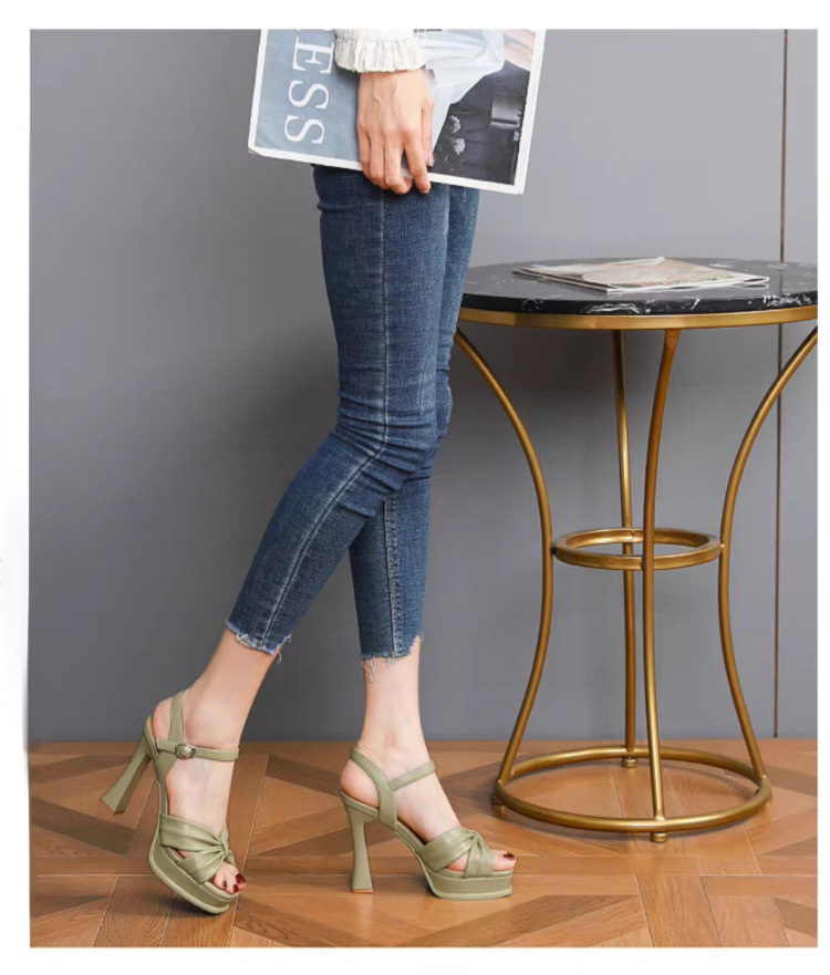 Women's High-Heeled 2024 Summer New Style High-End Chunky Heel Sandals With Waterproof Platform And Single Strap Buckle_vogvips.com